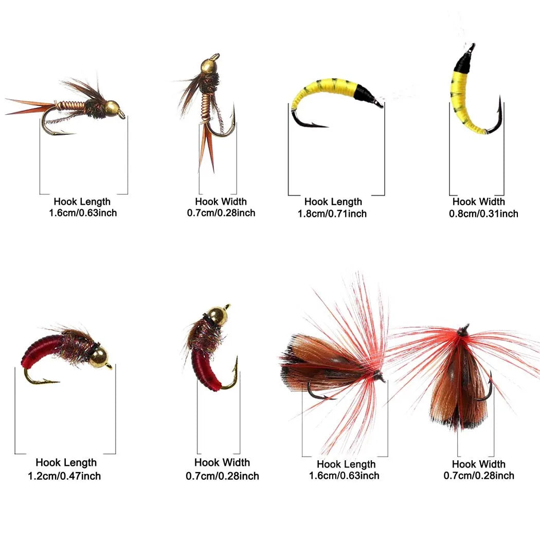Trout Fly Fishing Assorted Flies Kit Nymph Dry Wet Lure