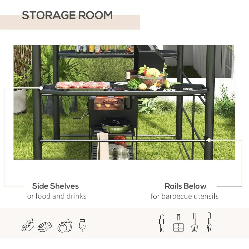 Outsunny 8x5 Grill Gazebo With Vented Polycarbonate Roof
