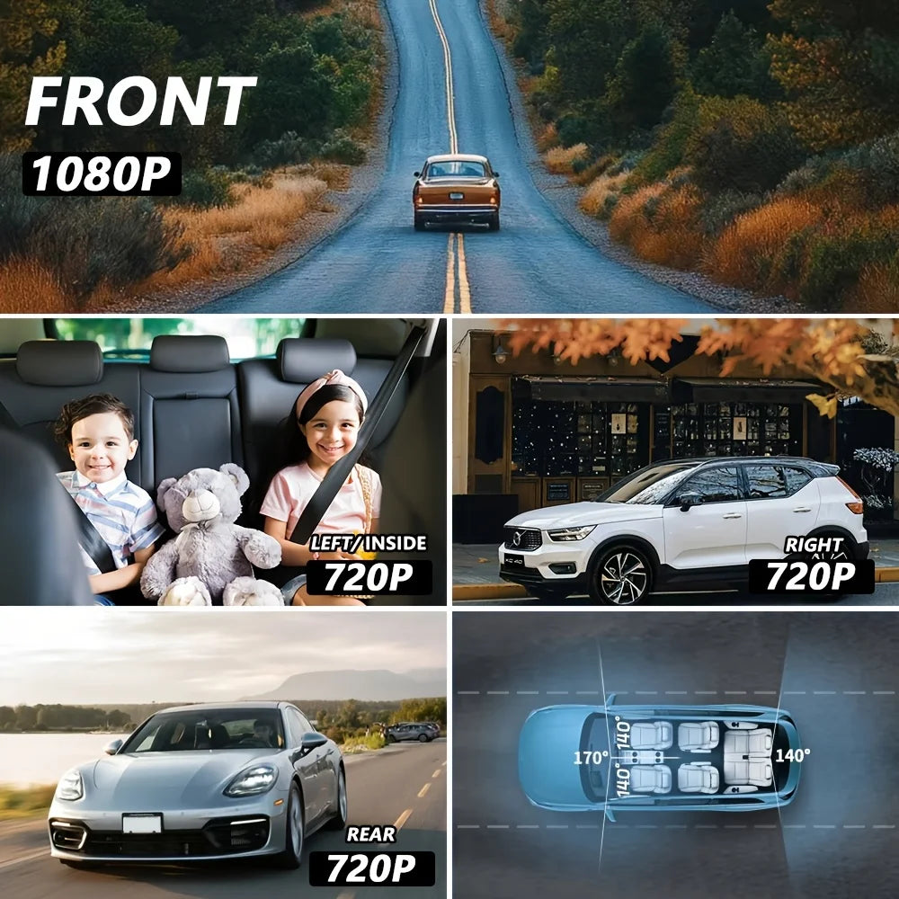 Dash Cam 4 Channel Wifi Video Recorder 360 Degree Car Recording Camera Night Vision 24 Hour Parking Monitor Black Box Car Accessories