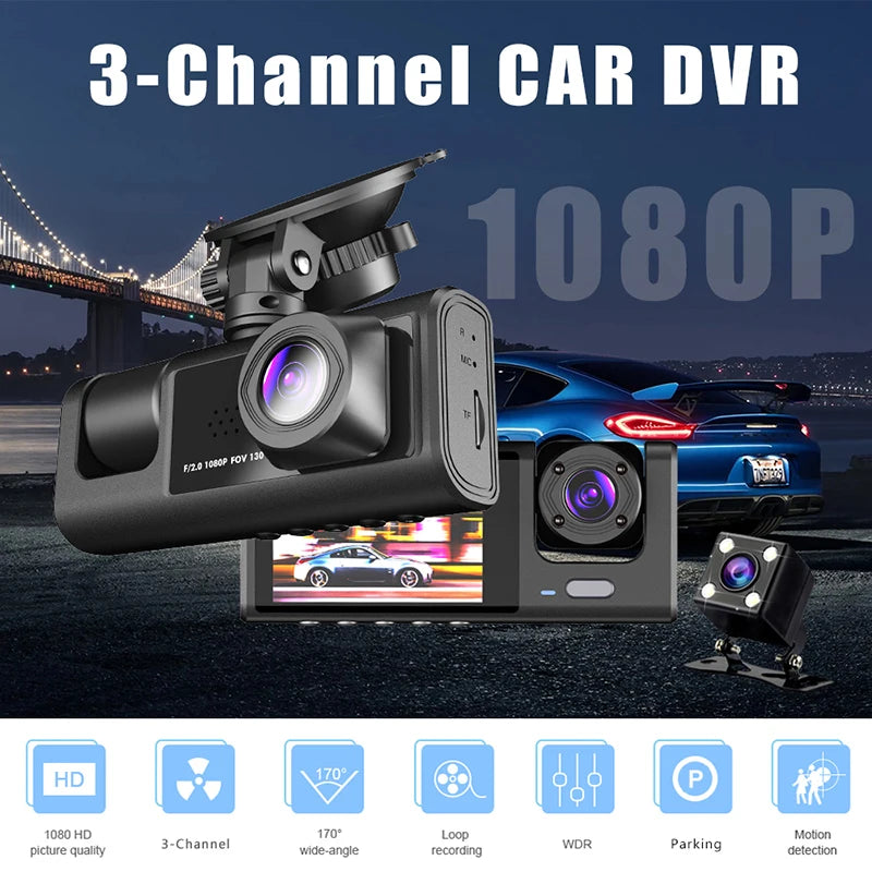 2/3 Channel Dash Cam for Car Front and Rear Camera 1080P Video Recorder Black Box Car DVR Rear View Camera Car Accessory