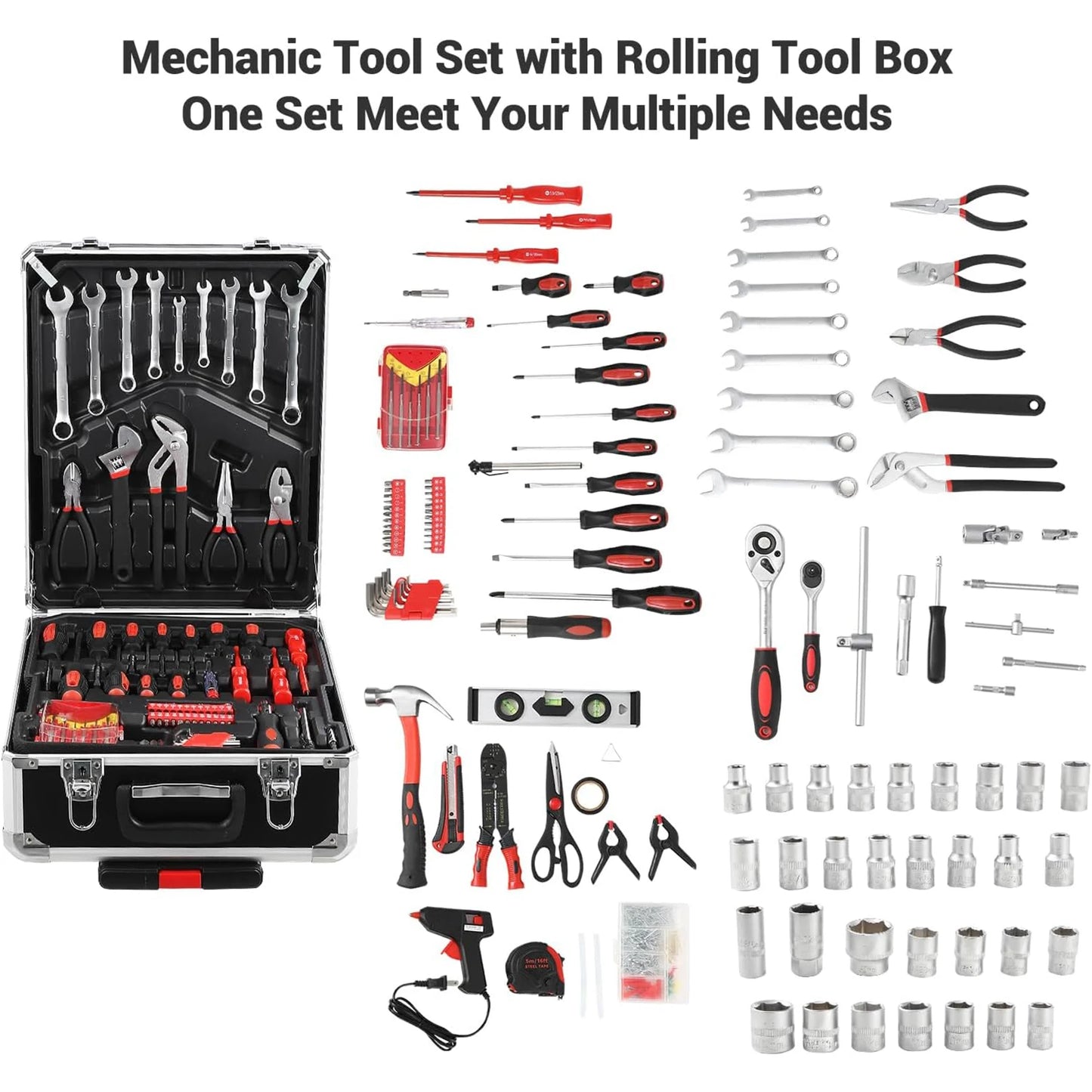 800 Piece Mechanic Tool Set With Rolling Box For Home DIY