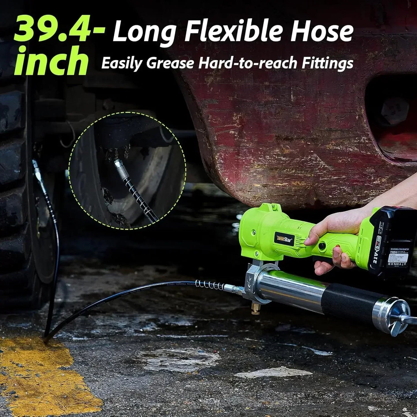 Taskstar 10000 PSI Cordless Electric Grease Gun Kit 1m Hose