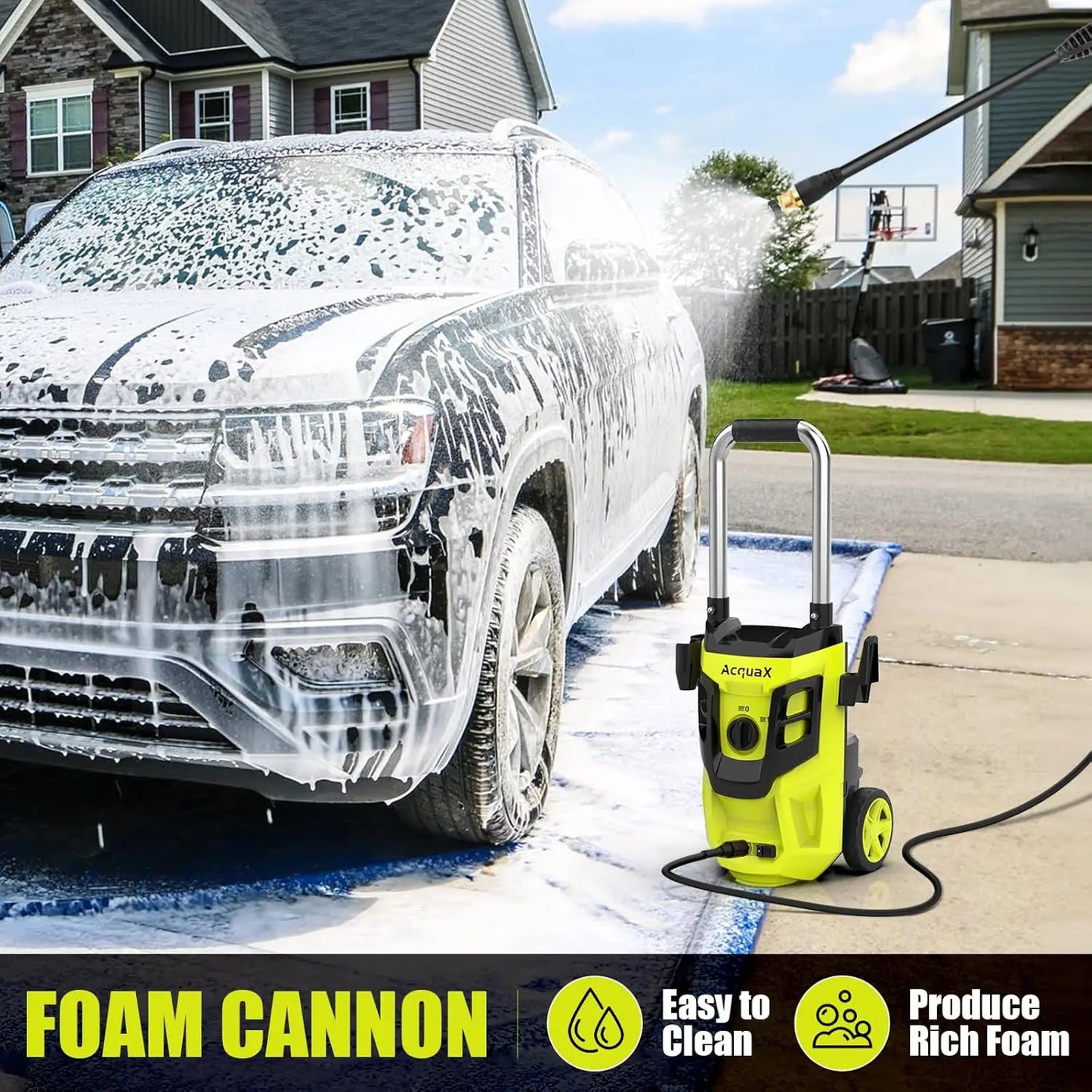 Portable Electric Pressure Washer 2.5 GPM For Cars And Home