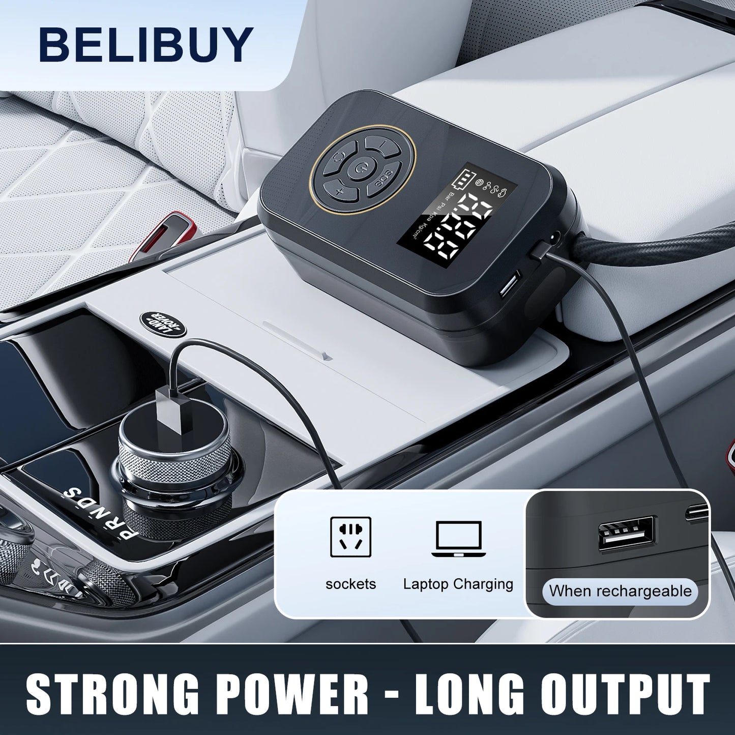 BELIBUY Portable Tire Inflator Car Tire Inflator Pump Mini Air Pump