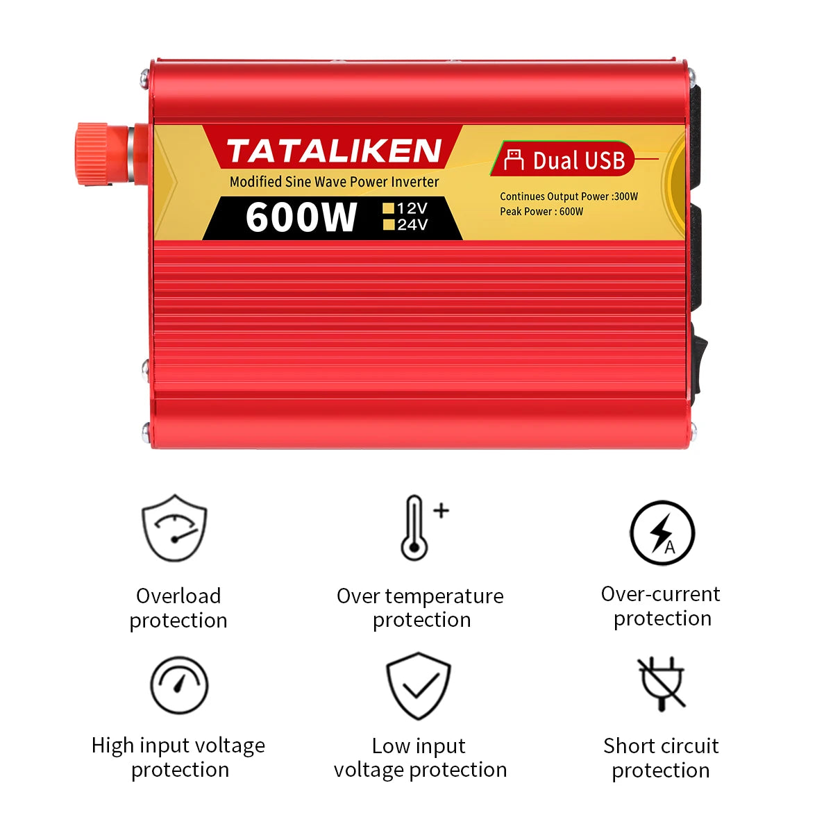 US Socket Inverters 12V 60HZ 110V 600W 1500W 2000W 2500W Portable Vehicle-Mounted Frequency Converter