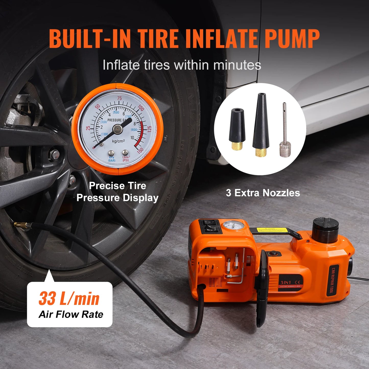 SucceBuy 5 Ton Electric Hydraulic Car Jack With LED Light