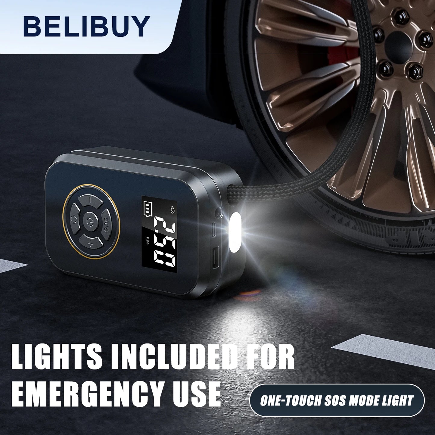 BELIBUY Portable Tire Inflator Car Tire Inflator Pump Mini Air Pump