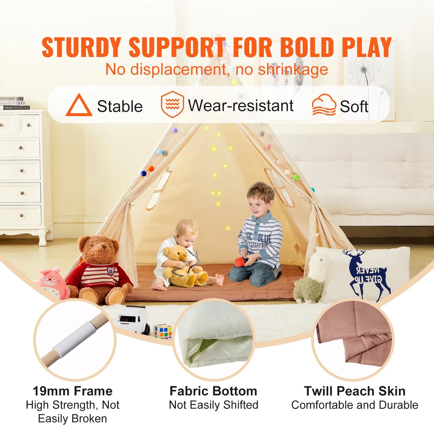 VEVOR Kids Teepee Tent for Ages 1-5 Indoor Outdoor Play