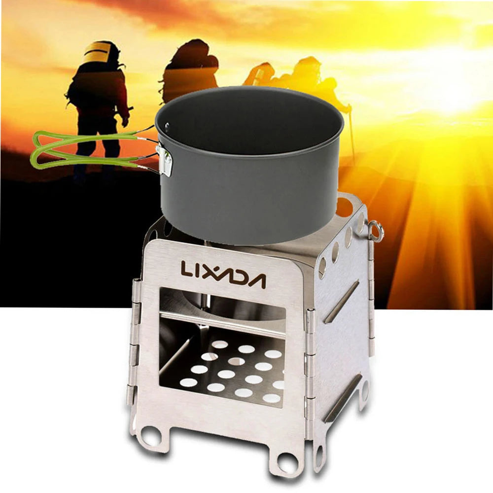 Camping Titanium Stove Lightweight Folding Wood Burning Stove Portable Outdoor Pocket Stove For Backpacking Cooking
