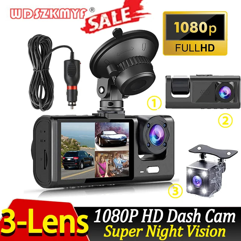 2/3 Channel Dash Cam for Car Front and Rear Camera 1080P Video Recorder Black Box Car DVR Rear View Camera Car Accessory