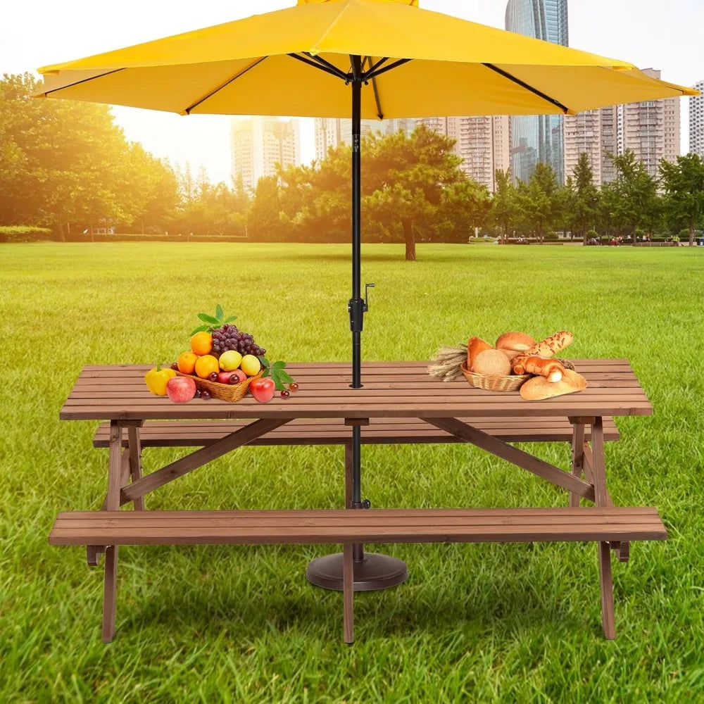 Picnic Table With Benches Eight Seater Outdoor Wooden