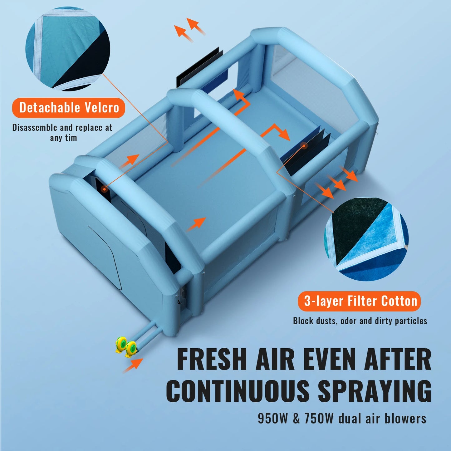 SucceBuy Inflatable Paint Booth with Blowers Powerful Spray Tent and Air Filter System