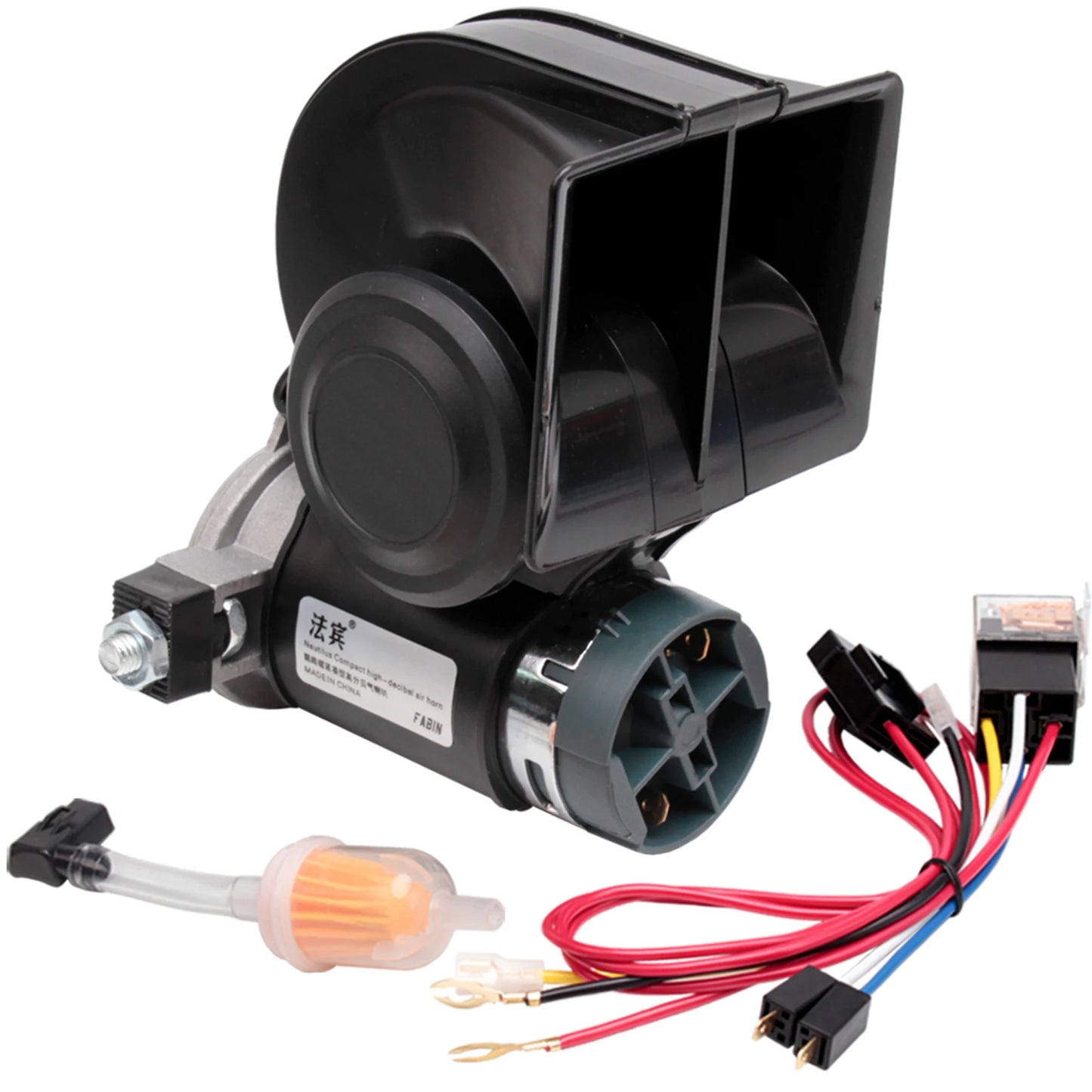 FARBIN Snail Air Horn With Compressor Relay Harness 150db