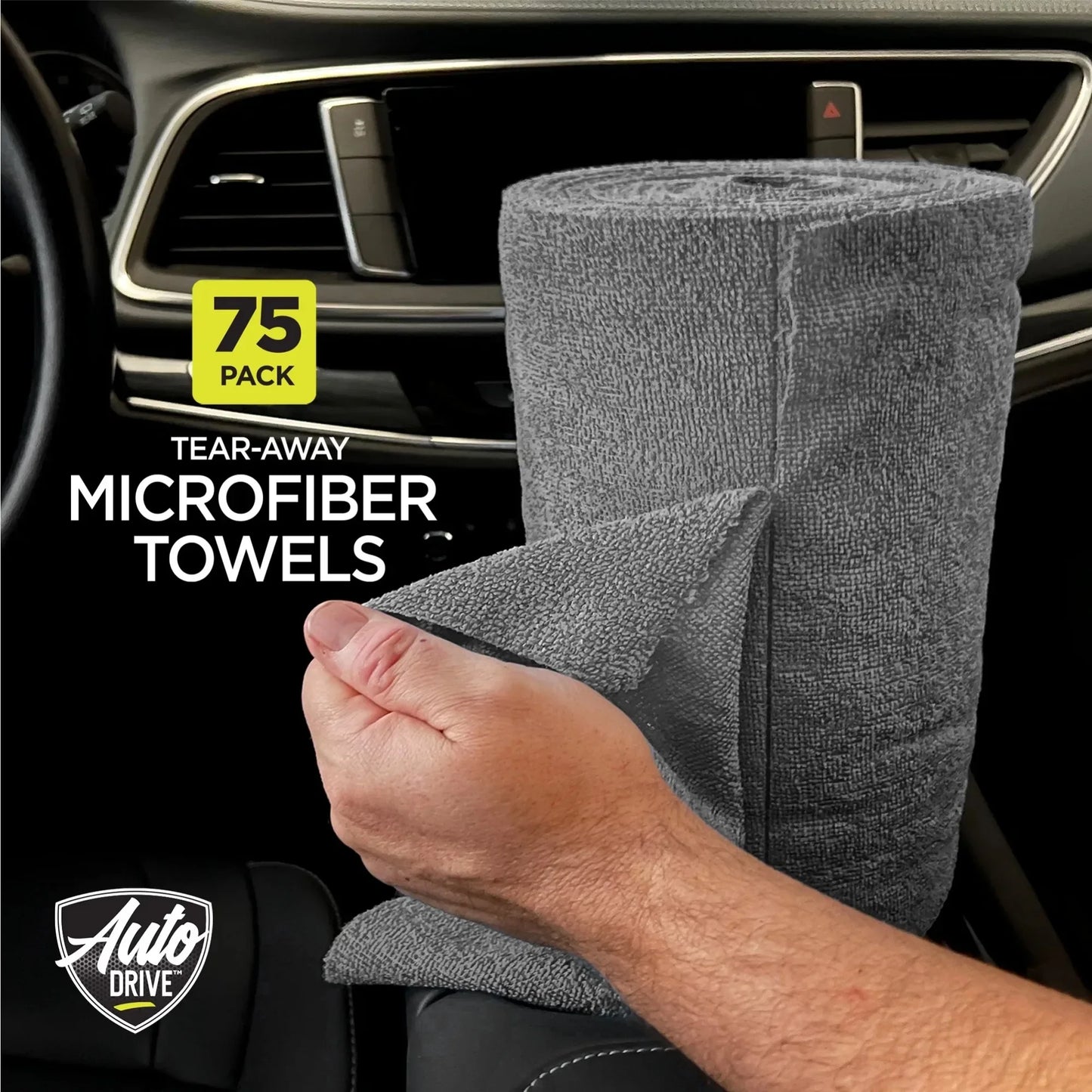 75 Pack Tear Away Microfiber Towel Roll For Car Detailing