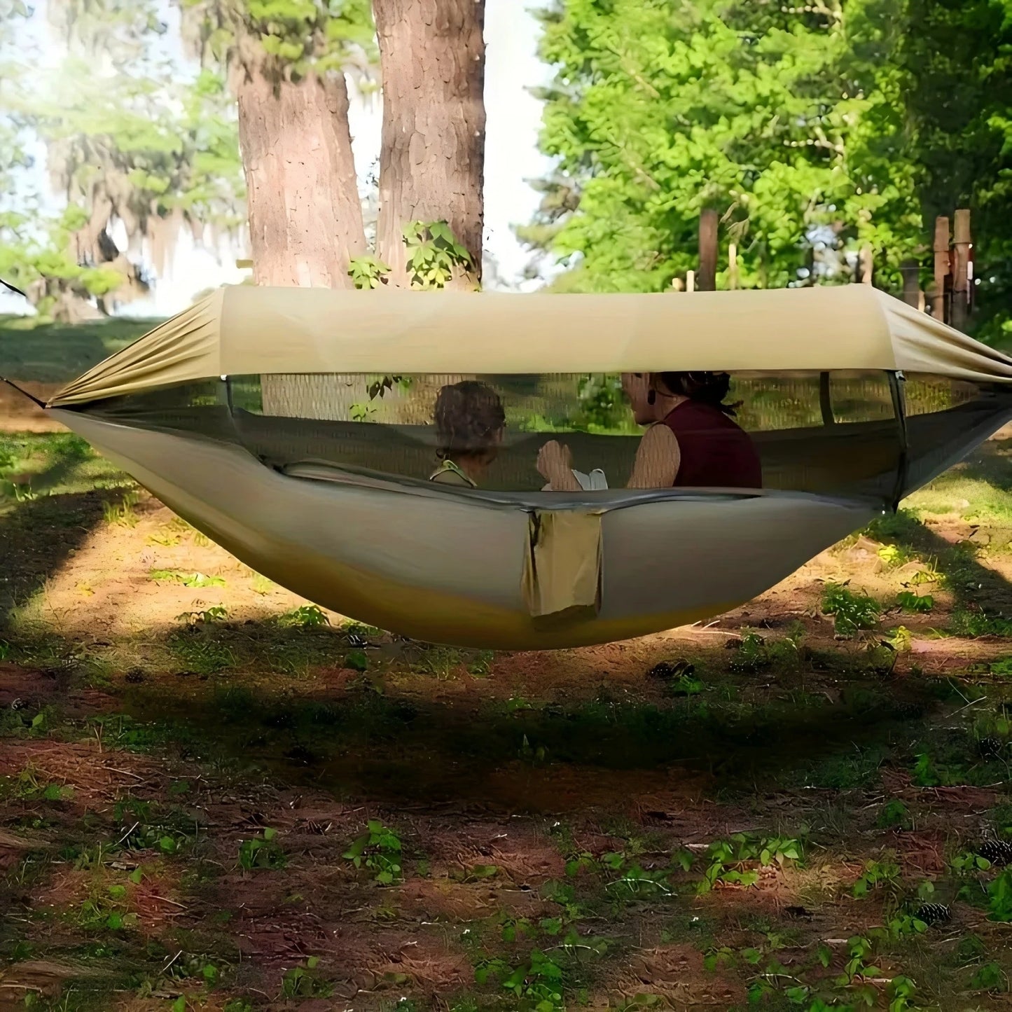 Portable Outdoor Camping Quick Open Mosquito Net Hammock With Awning For Travel Garden Sleeping Hanging Swing