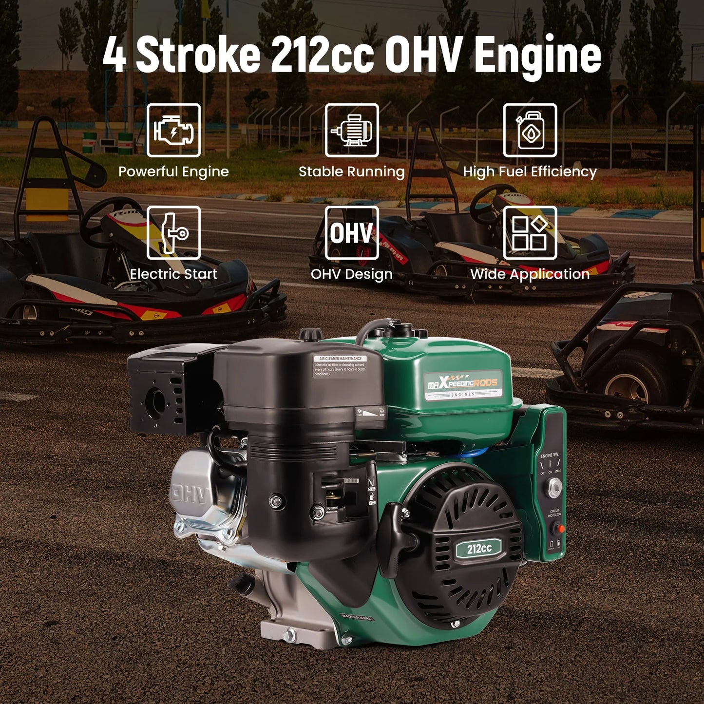 Electric Start Gas Engine 212cc 7HP 4 Stroke Go Kart Pump