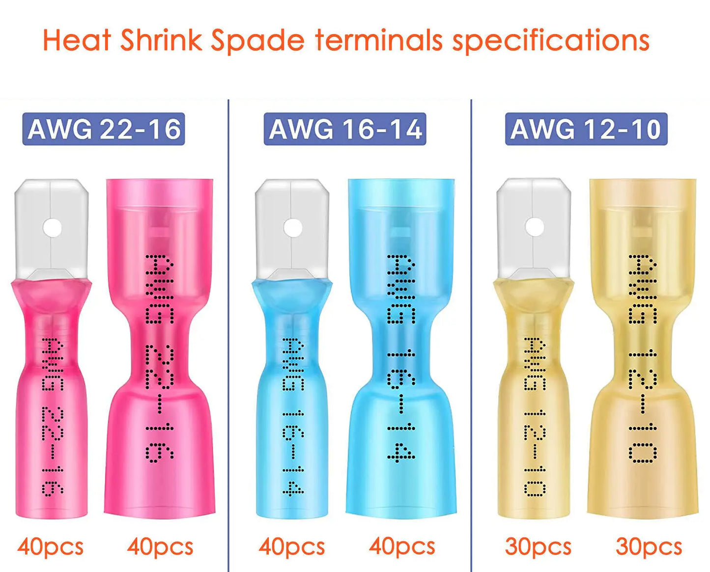 220 Pcs Heat Shrink Wire Spade Connectors Crimp Terminals