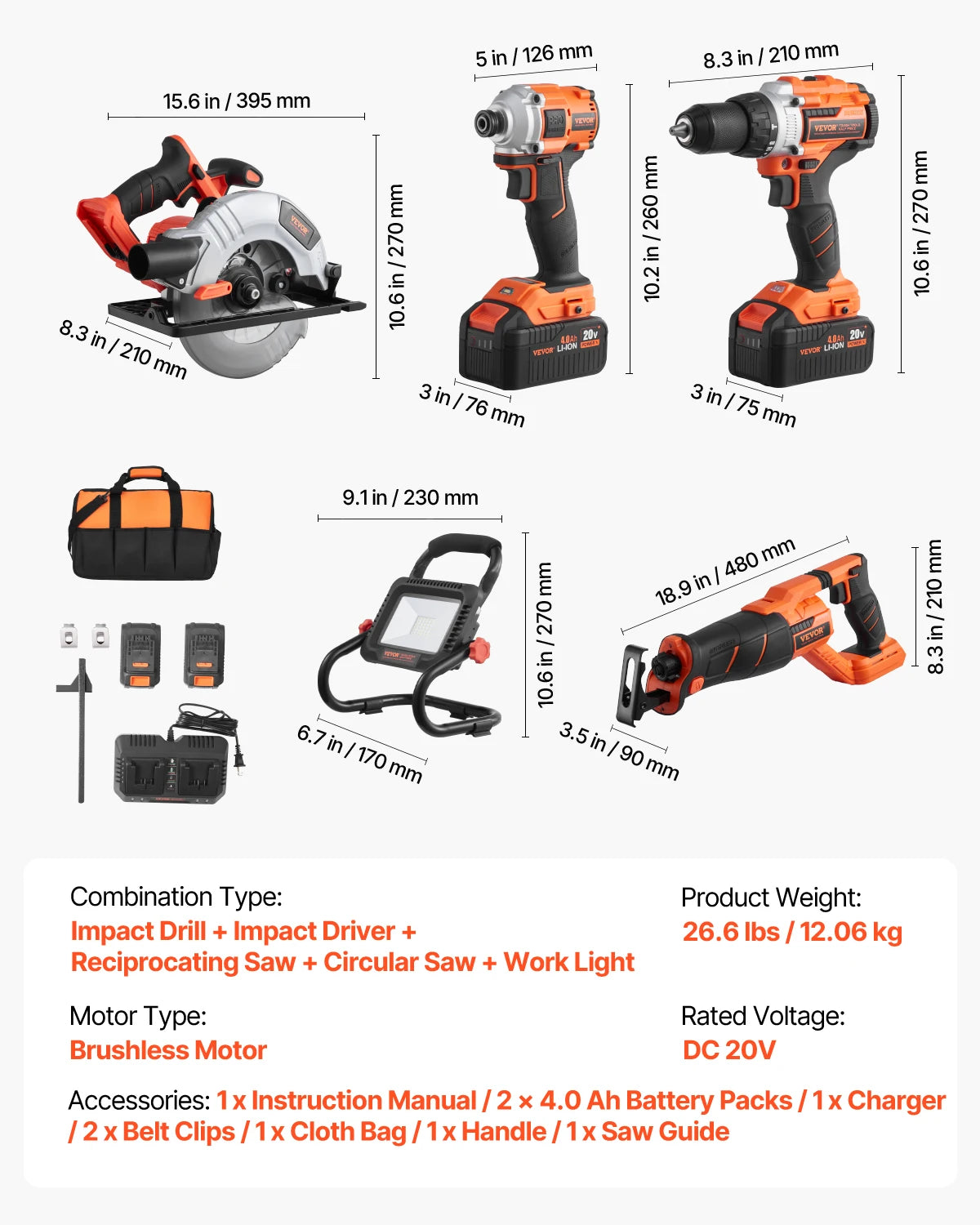 SucceBuy Cordless 2 Tool Power Drill And Impact Driver Kit