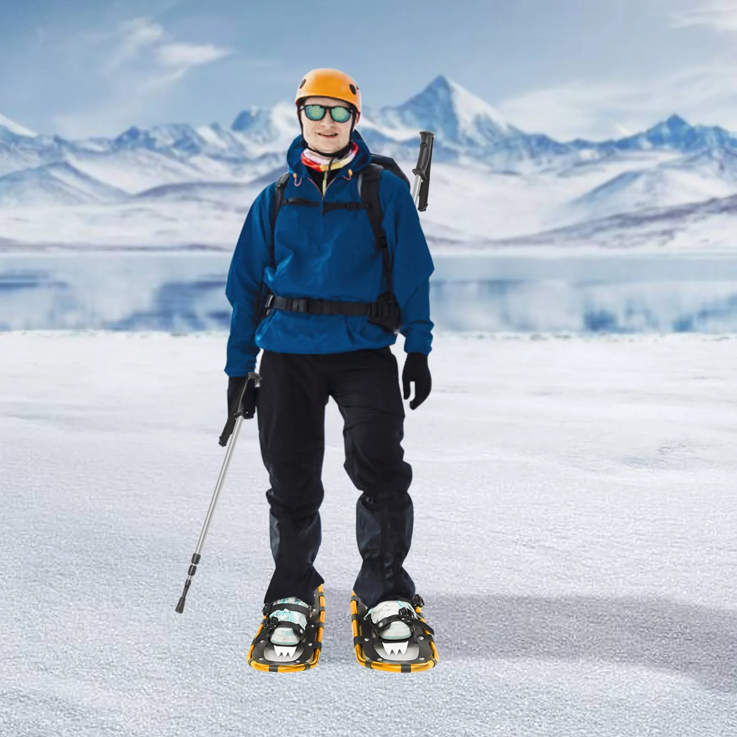 21 Inch Snowshoes and Adjustable Trekking Poles for Men Women