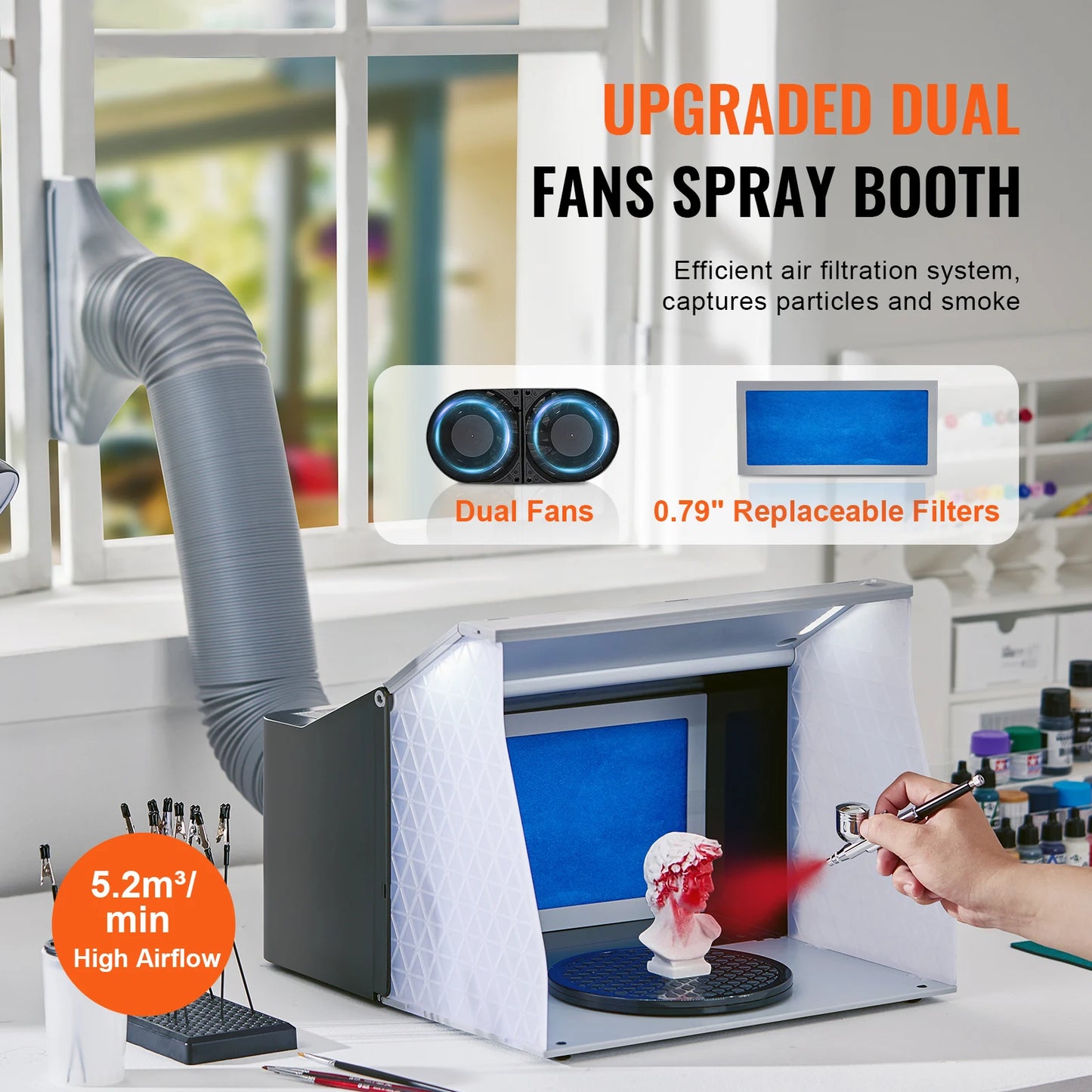 SucceBuy Airbrush Booth Kit 4 LED Lights And Exhaust Fans