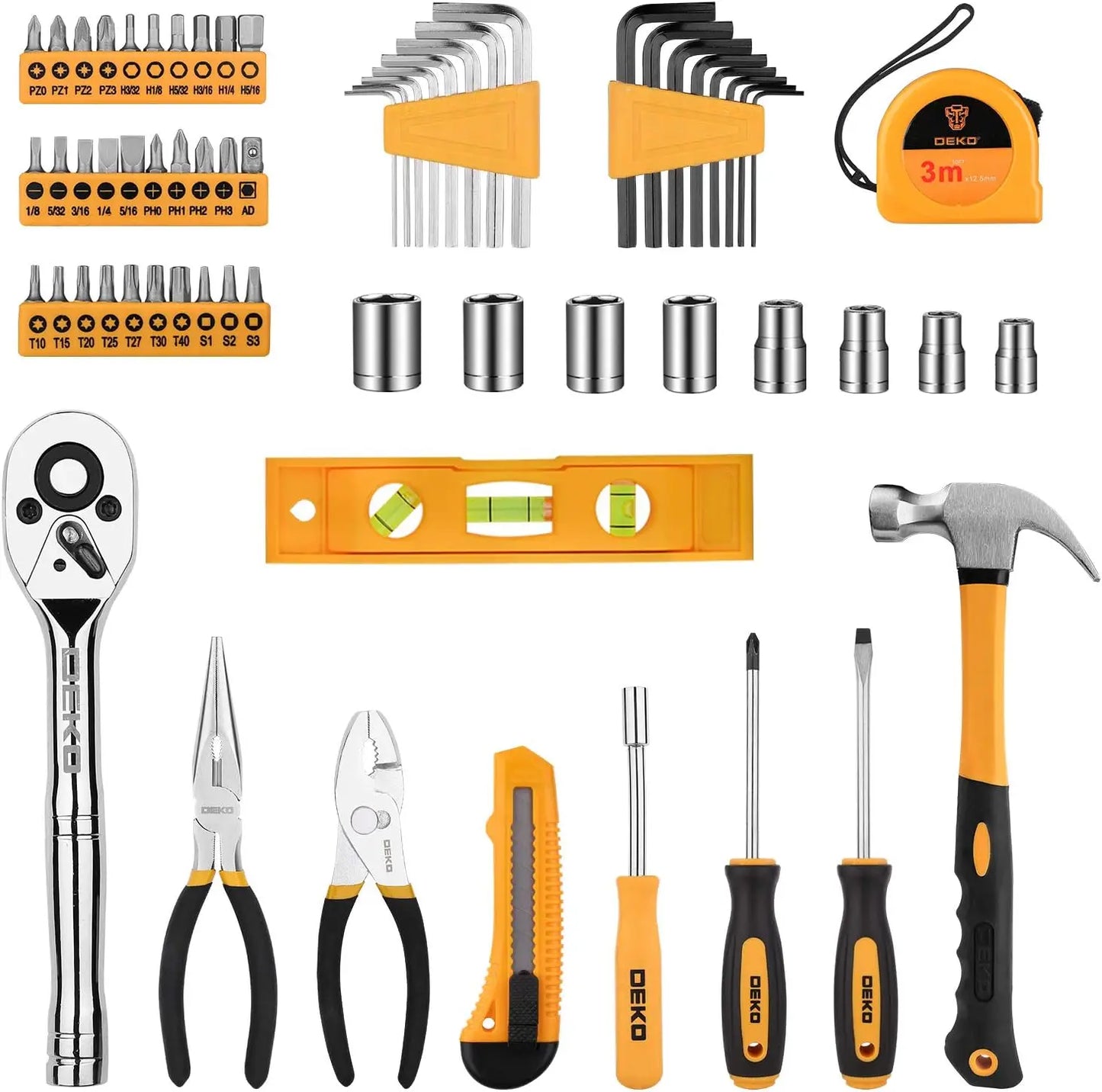 Deko 65 Piece General Household Tool Set Plastic Tool Box