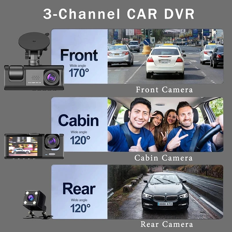 2/3 Channel Dash Cam for Car Front and Rear Camera 1080P Video Recorder Black Box Car DVR Rear View Camera Car Accessory