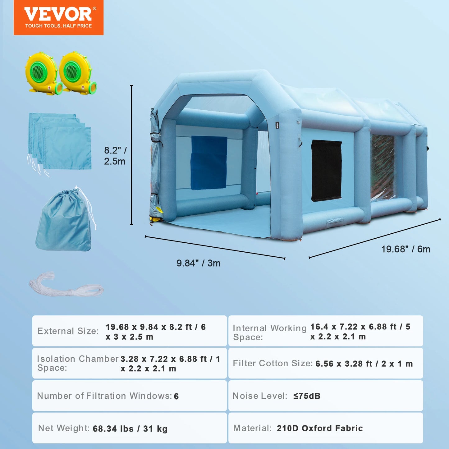 SucceBuy Inflatable Paint Booth with Blowers Powerful Spray Tent and Air Filter System