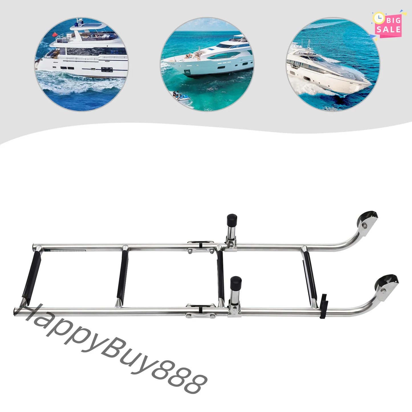 Marine Folding Boat Deck Ladder 4 Steps Stainless Steel