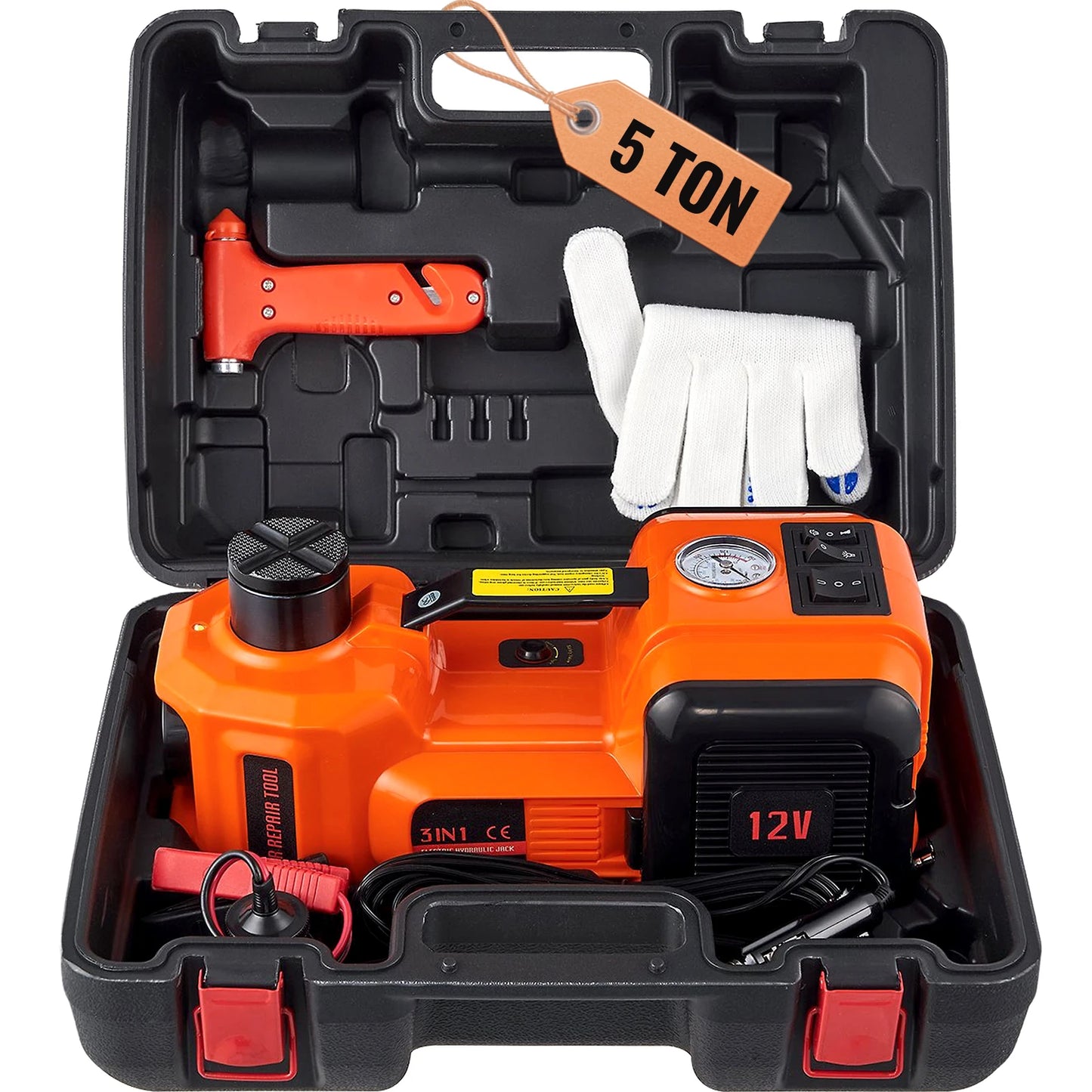 SucceBuy 5 Ton Electric Hydraulic Car Jack With LED Light