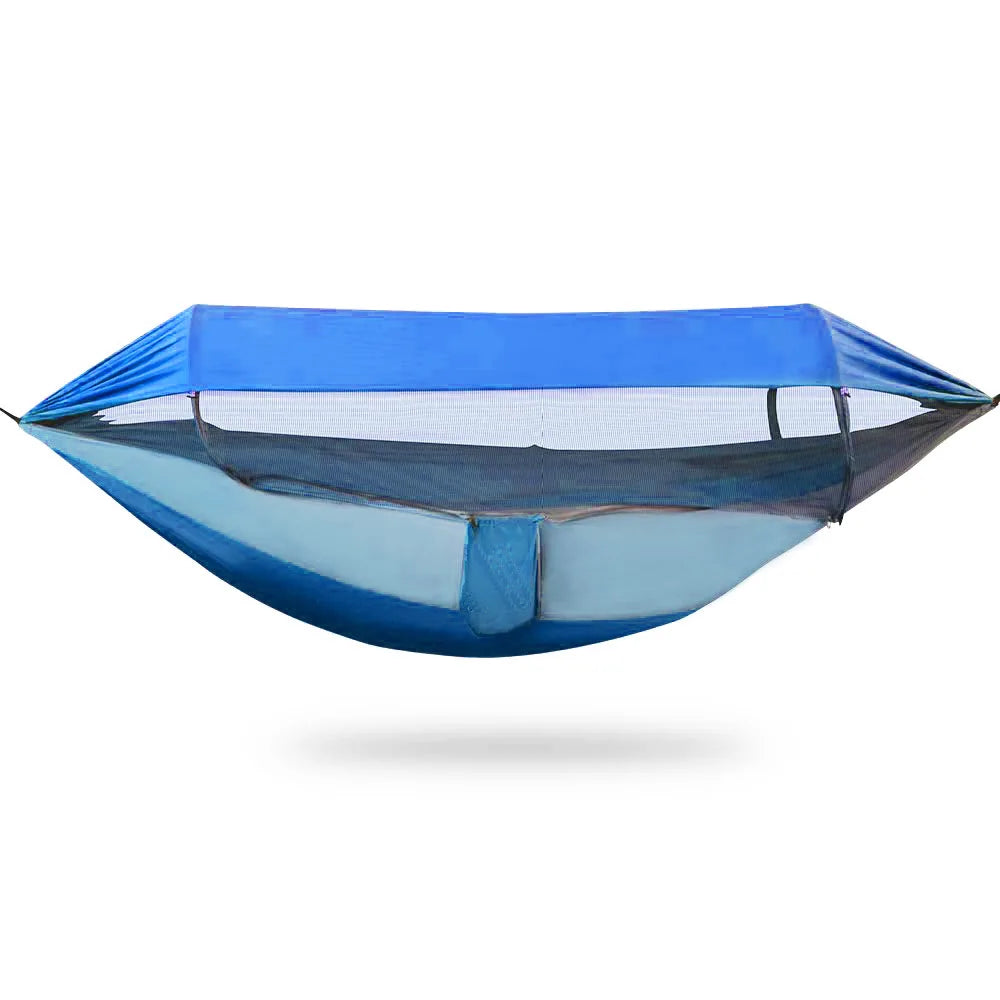 Portable Outdoor Camping Quick Open Mosquito Net Hammock With Awning For Travel Garden Sleeping Hanging Swing