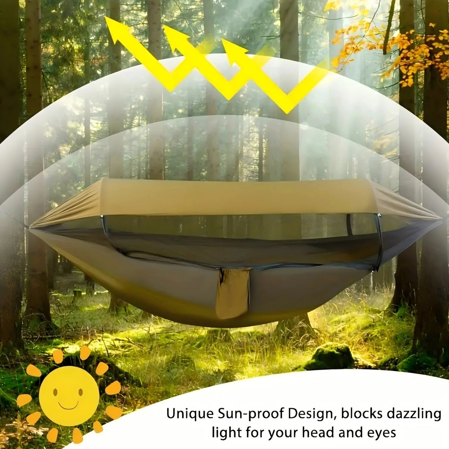 Portable Outdoor Camping Quick Open Mosquito Net Hammock With Awning For Travel Garden Sleeping Hanging Swing