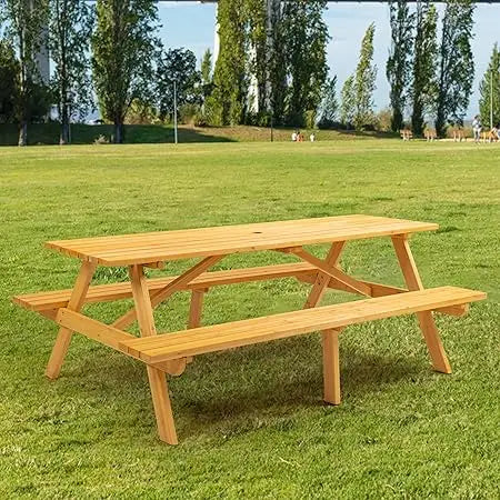 Picnic Table With Benches Eight Seater Outdoor Wooden