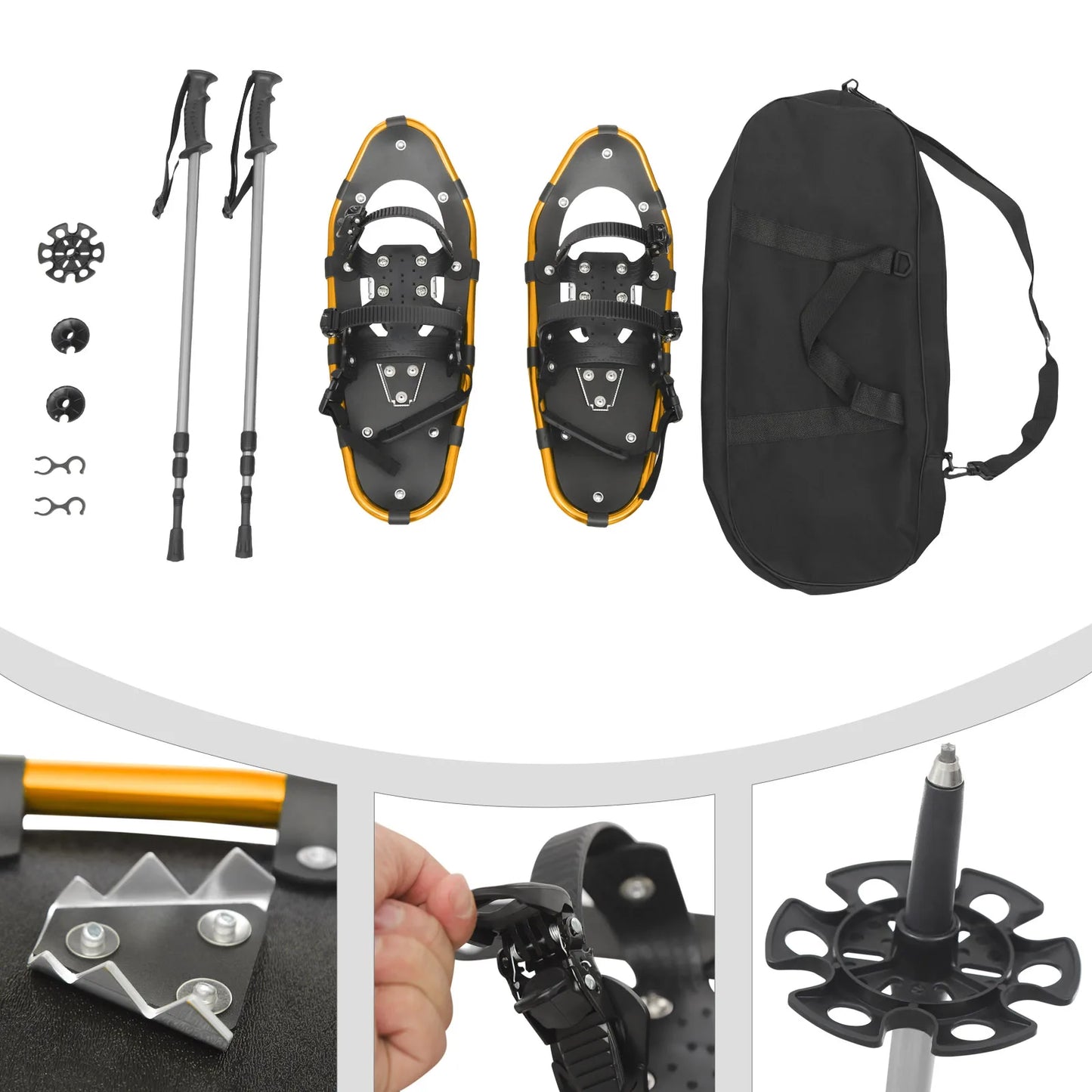 21 Inch Snowshoes and Adjustable Trekking Poles for Men Women