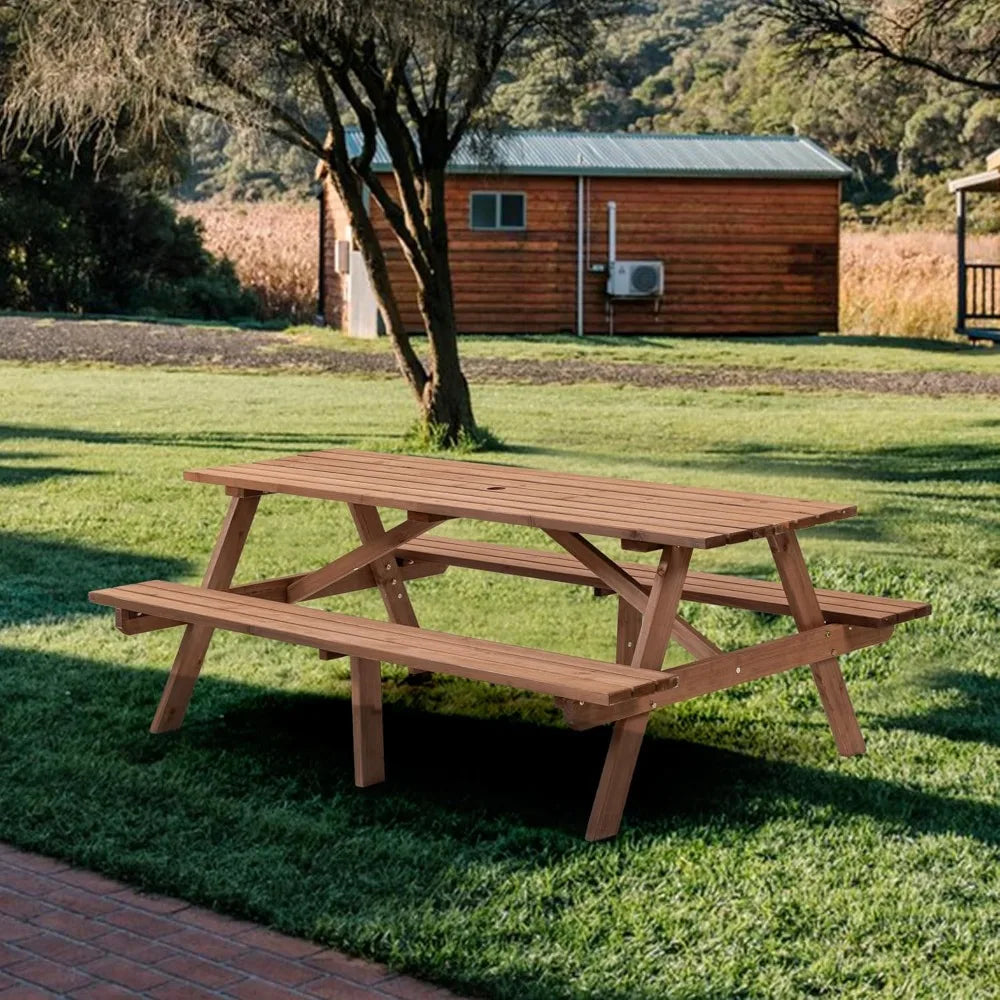 Picnic Table With Benches Eight Seater Outdoor Wooden