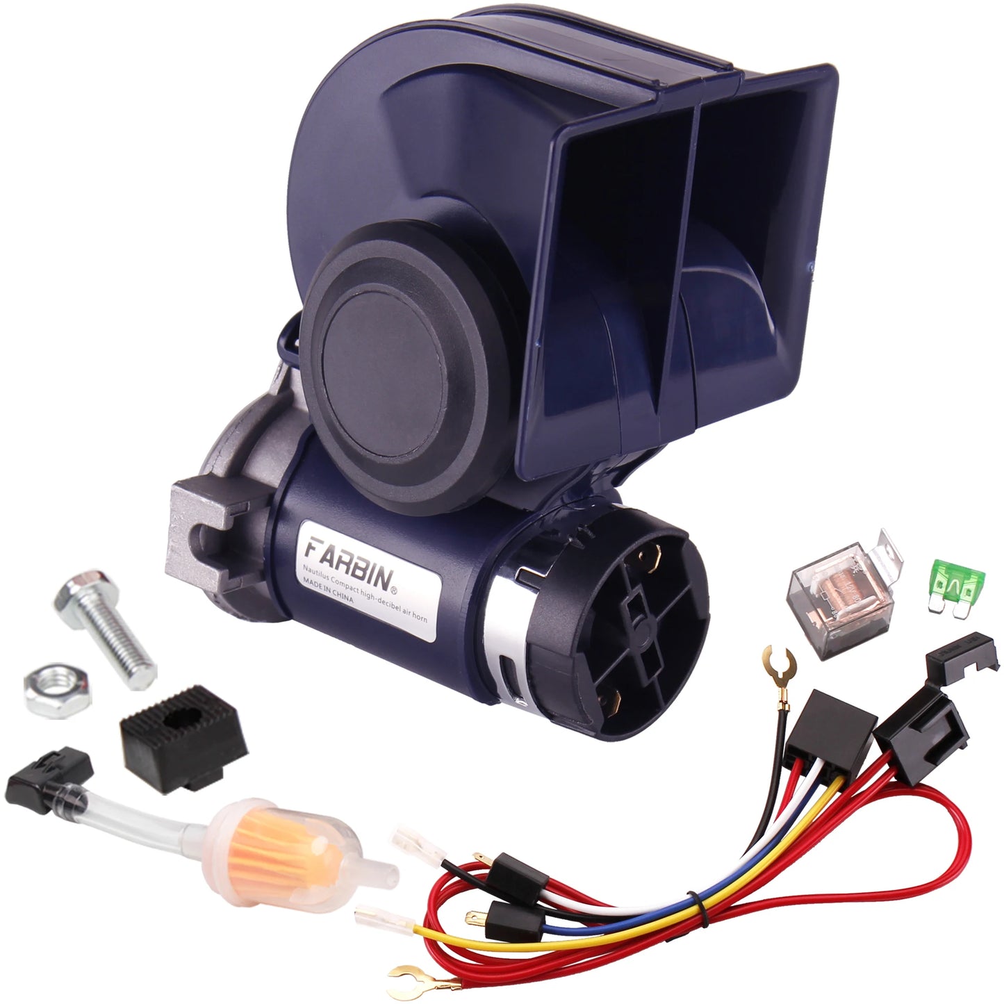 FARBIN Snail Air Horn With Compressor Relay Harness 150db