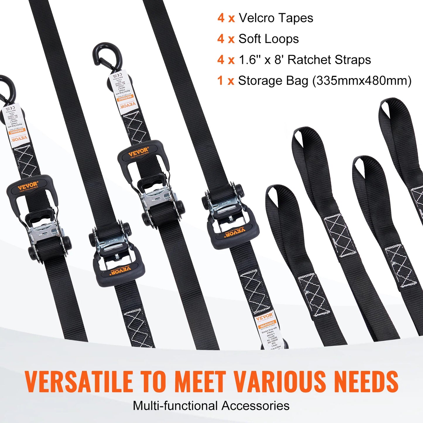 Trailer Ratchet Tie Down Straps 4 Pack Padded Handles
