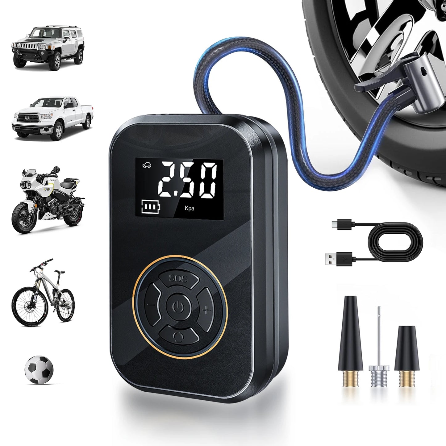 BELIBUY Portable Tire Inflator Car Tire Inflator Pump Mini Air Pump