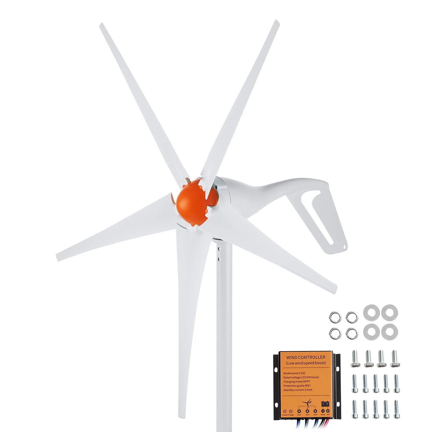 SucceBuy Wind Turbine Generator 12V 500W 800W Wind Turbine Kit Wind Power Generator with MPPT Controller for Home Farm