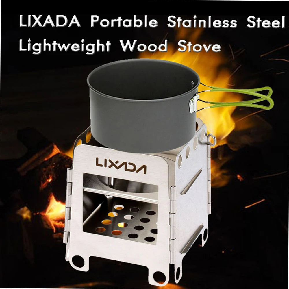 Camping Titanium Stove Lightweight Folding Wood Burning Stove Portable Outdoor Pocket Stove For Backpacking Cooking