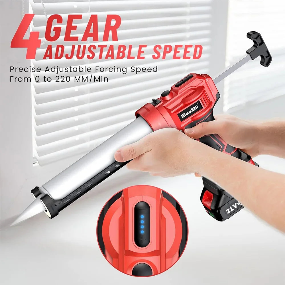 Seesii Cordless Caulking Gun 20V 300ml Battery Sealing Tool