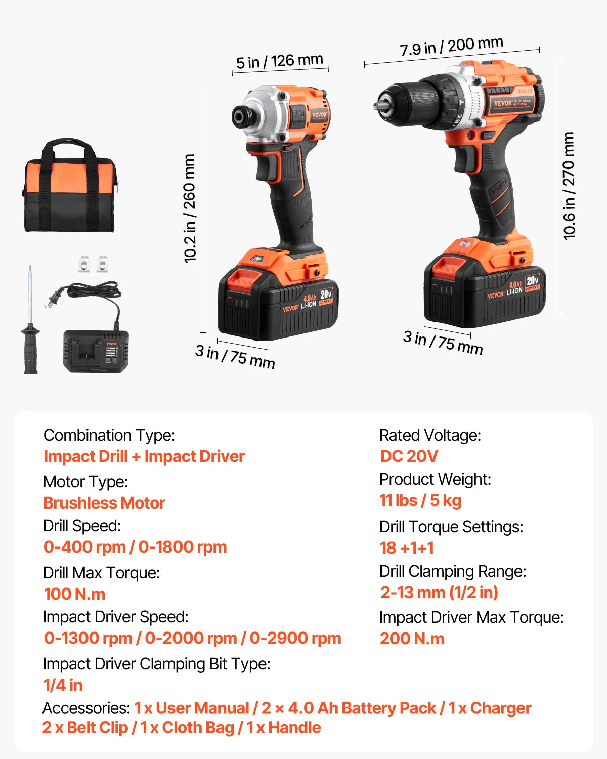 SucceBuy Cordless 2 Tool Power Drill And Impact Driver Kit