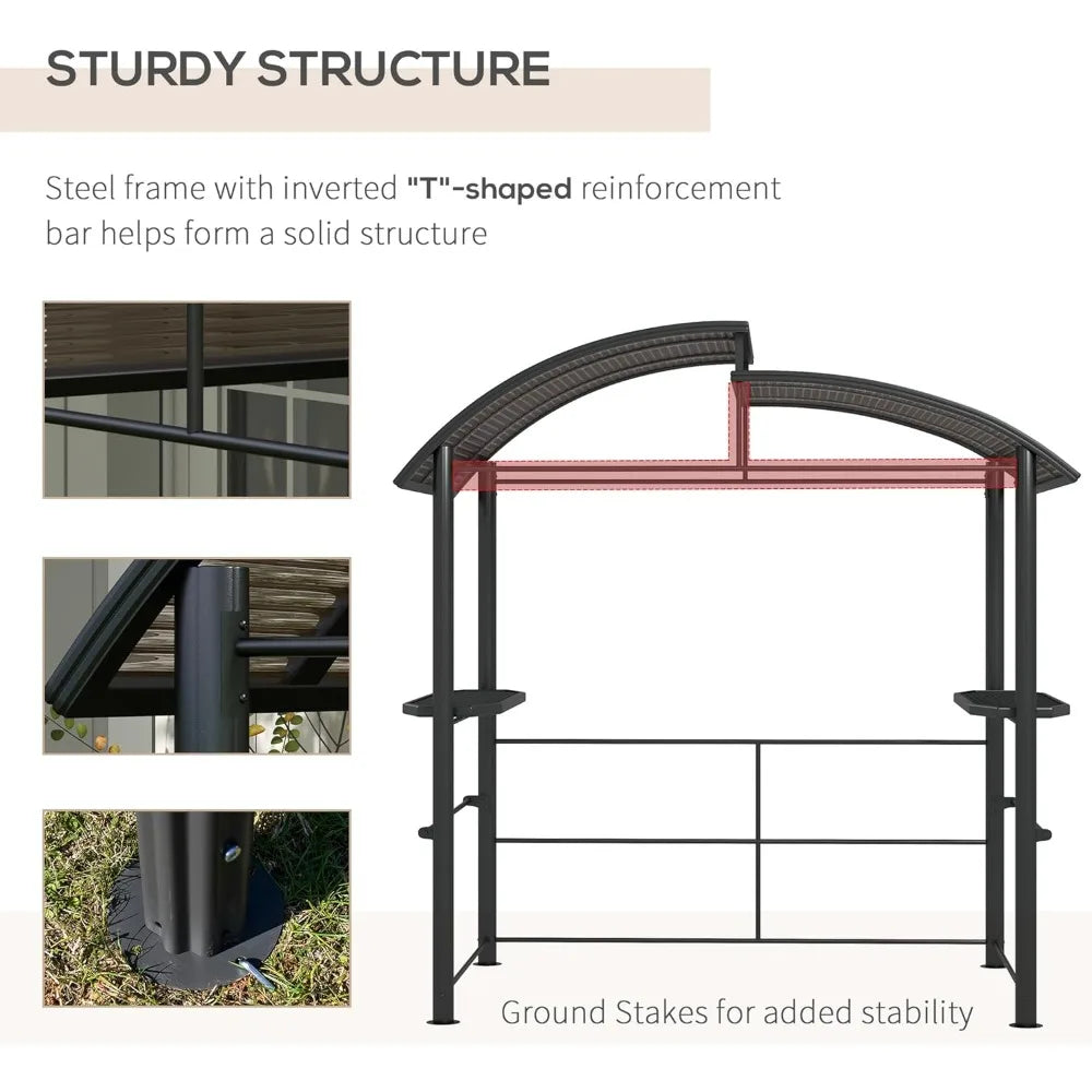 Outsunny 8x5 Grill Gazebo With Vented Polycarbonate Roof