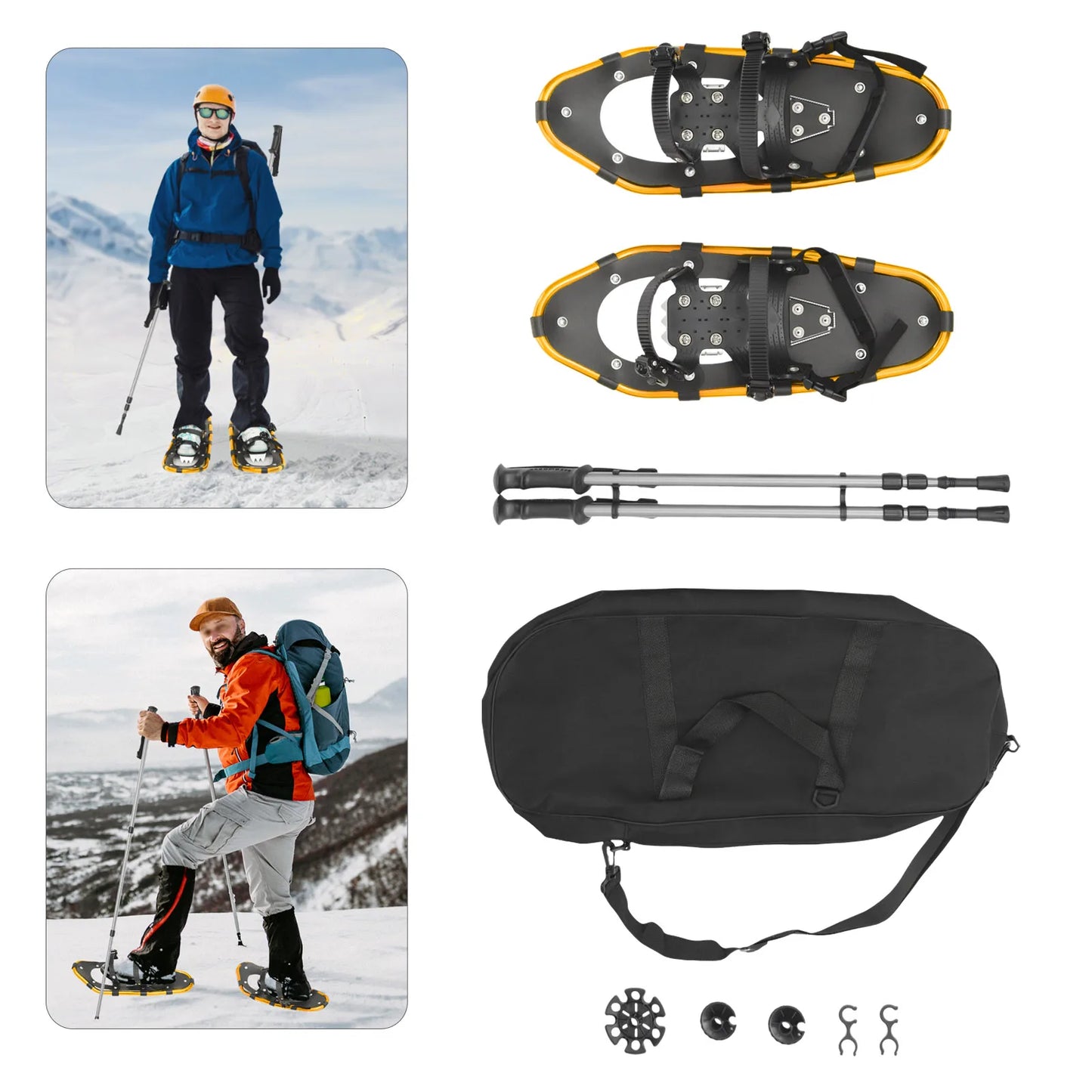 21 Inch Snowshoes and Adjustable Trekking Poles for Men Women