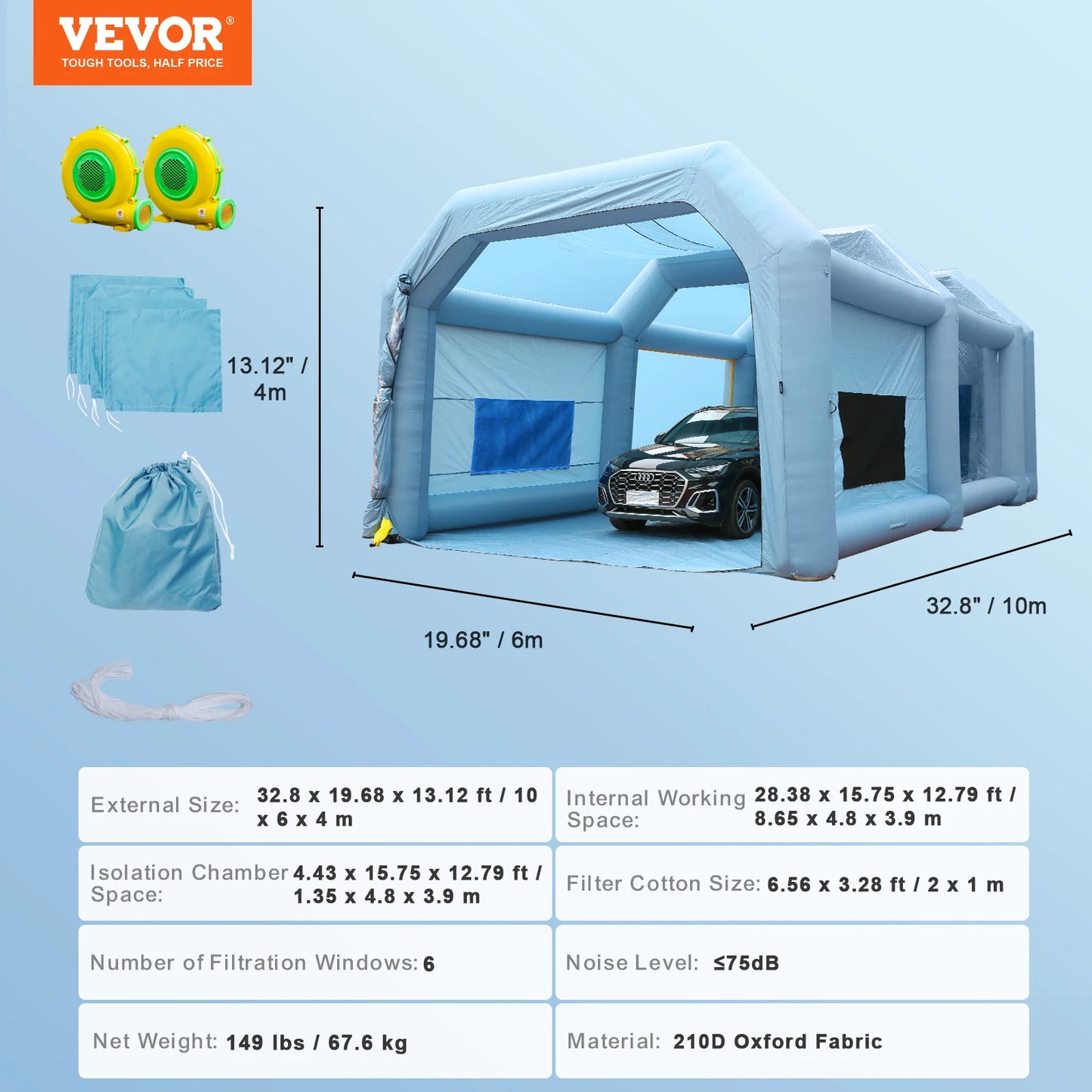 SucceBuy Inflatable Paint Booth with Blowers Powerful Spray Tent and Air Filter System