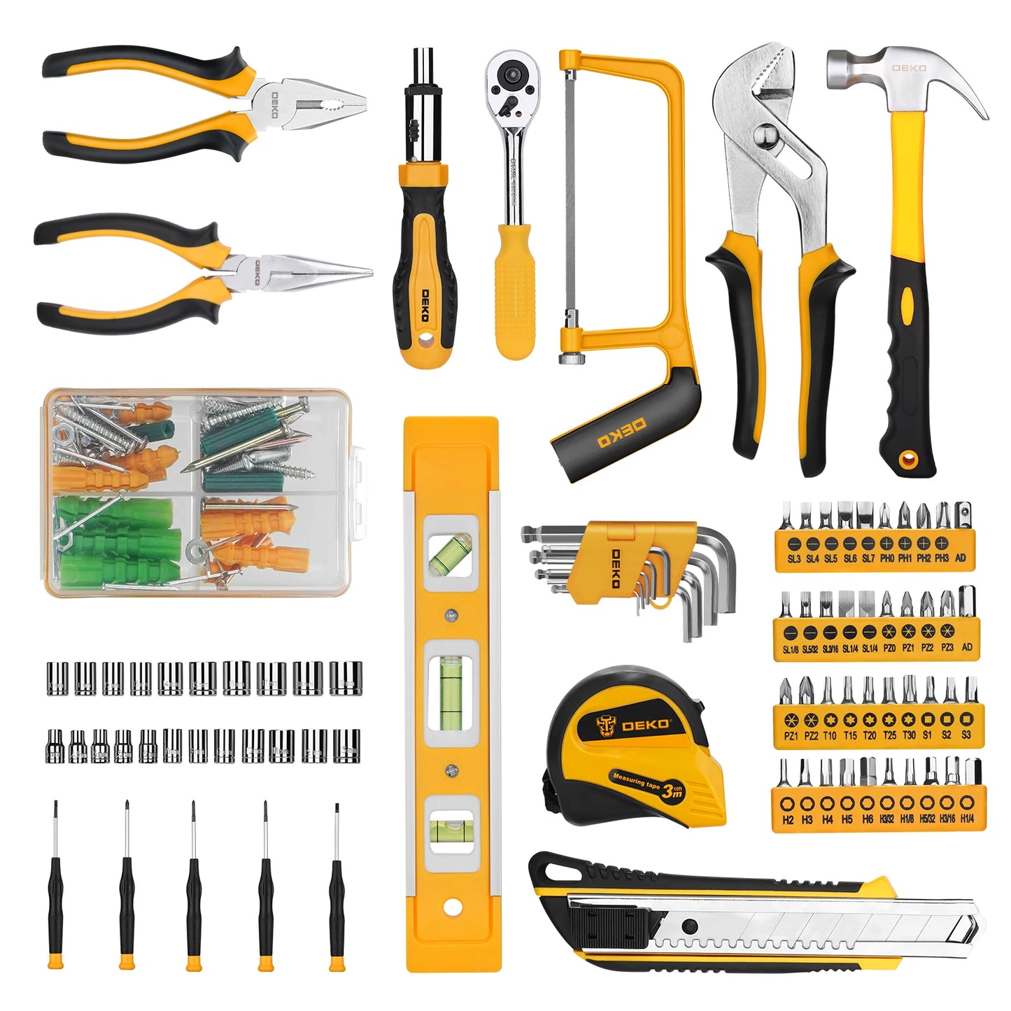 DEKO 228Pcs Socket Wrench Auto Repair Tool Set Case