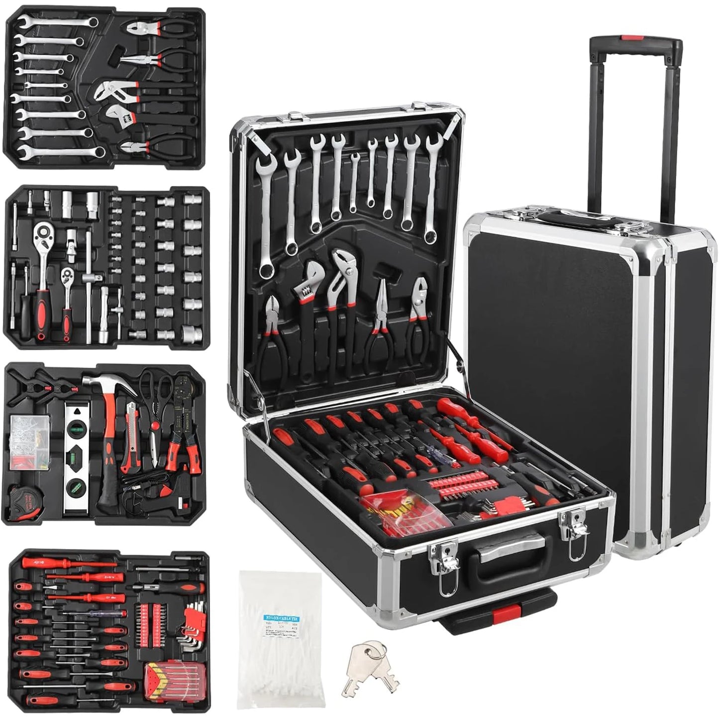 800 Piece Mechanic Tool Set With Rolling Box For Home DIY
