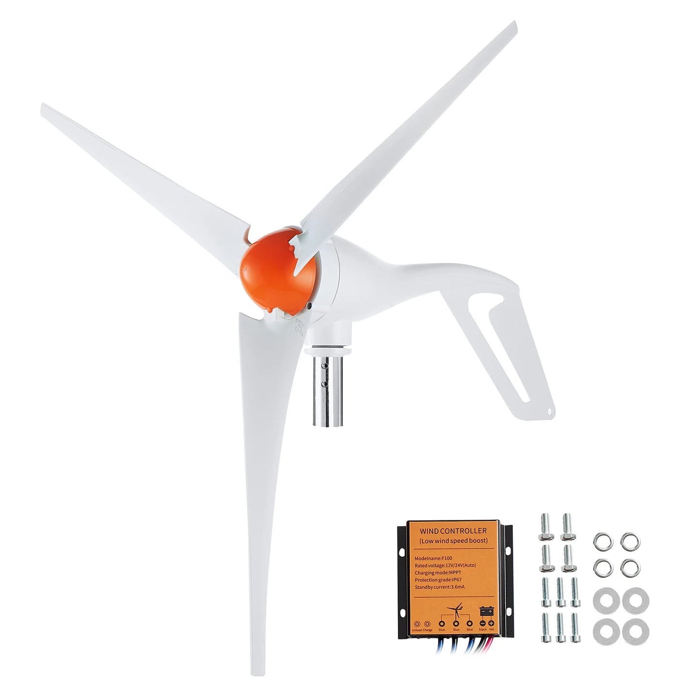 SucceBuy 500W Wind Turbine Generator 24V 3-Blade Wind Power Kit with Controller 2.5m/s Start Wind Speed