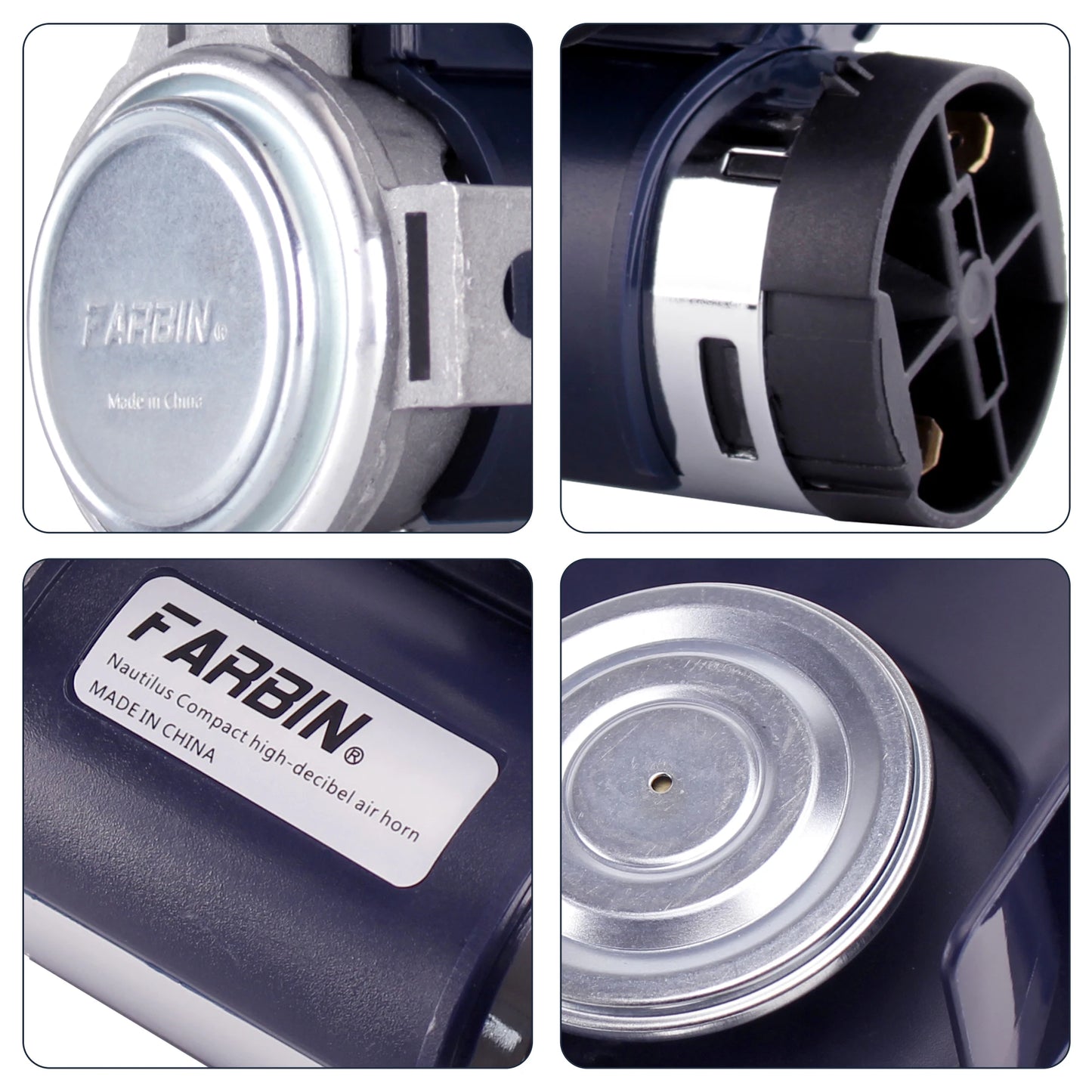 FARBIN Snail Air Horn With Compressor Relay Harness 150db