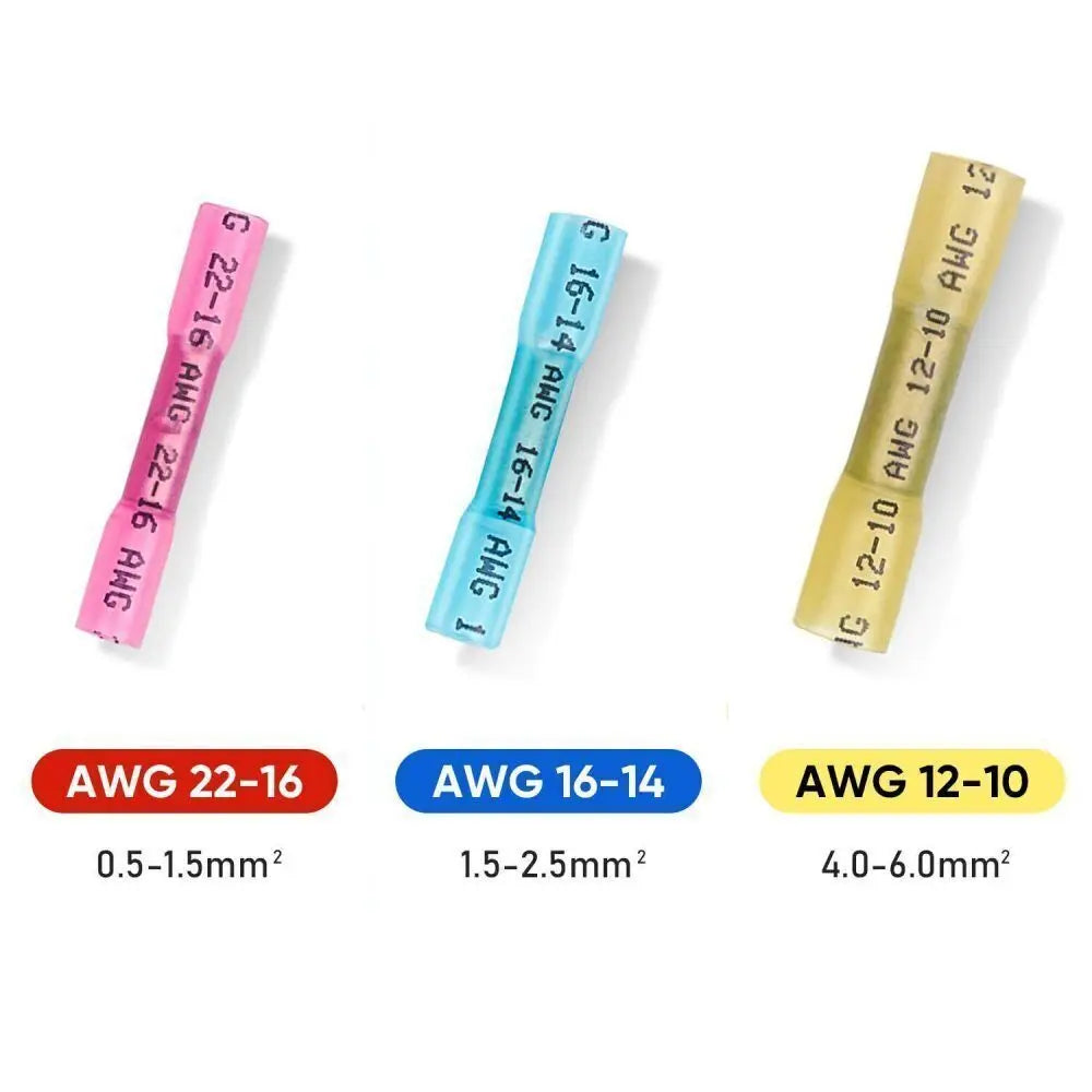 100 Piece Heat Shrink Butt Connectors Kit Crimp Terminals