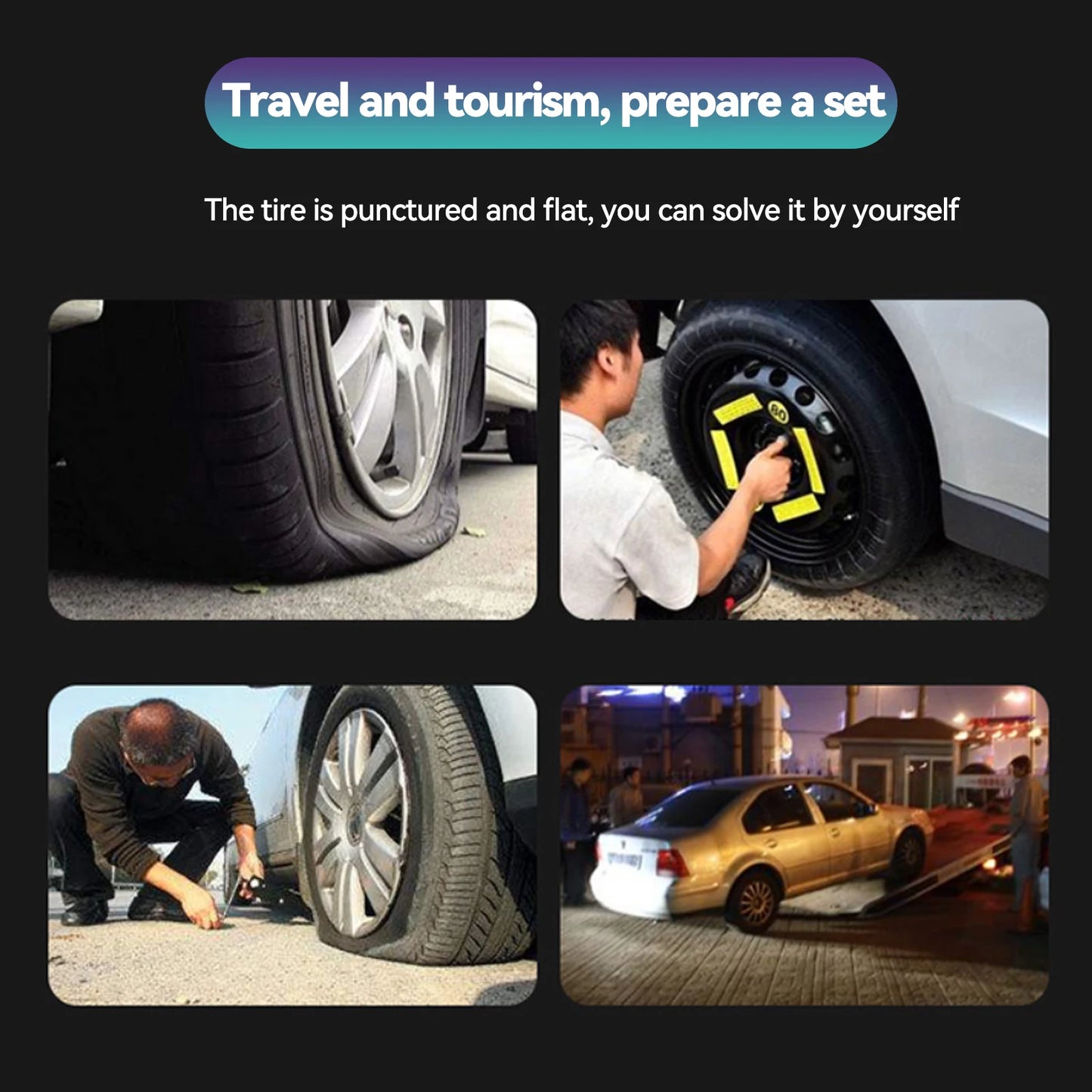 Portable Car Tire Repair Kit 23Pcs Easy Tyre Puncture Tool